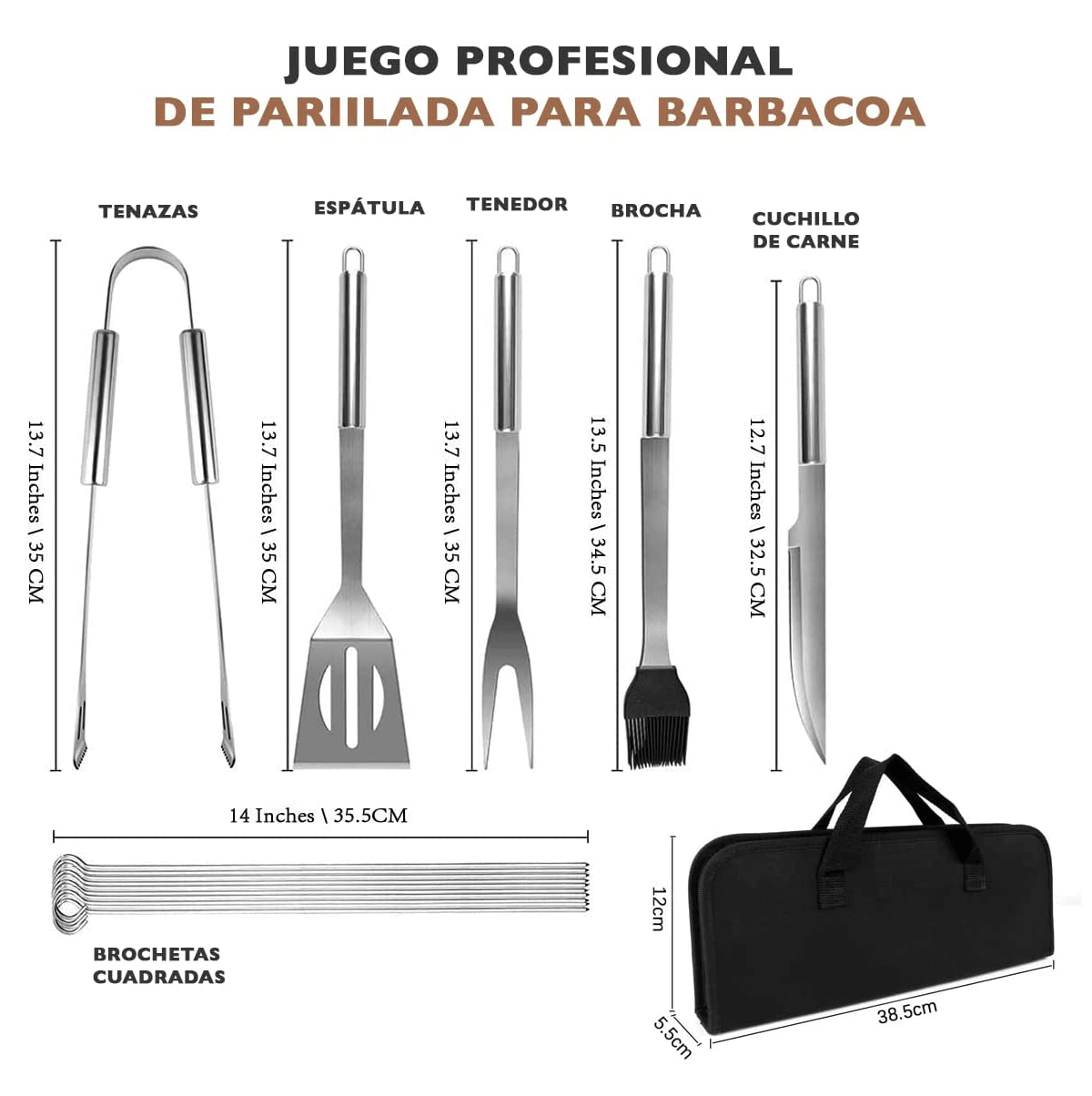 Set Utensilios Portatil Asado 9pz CT15