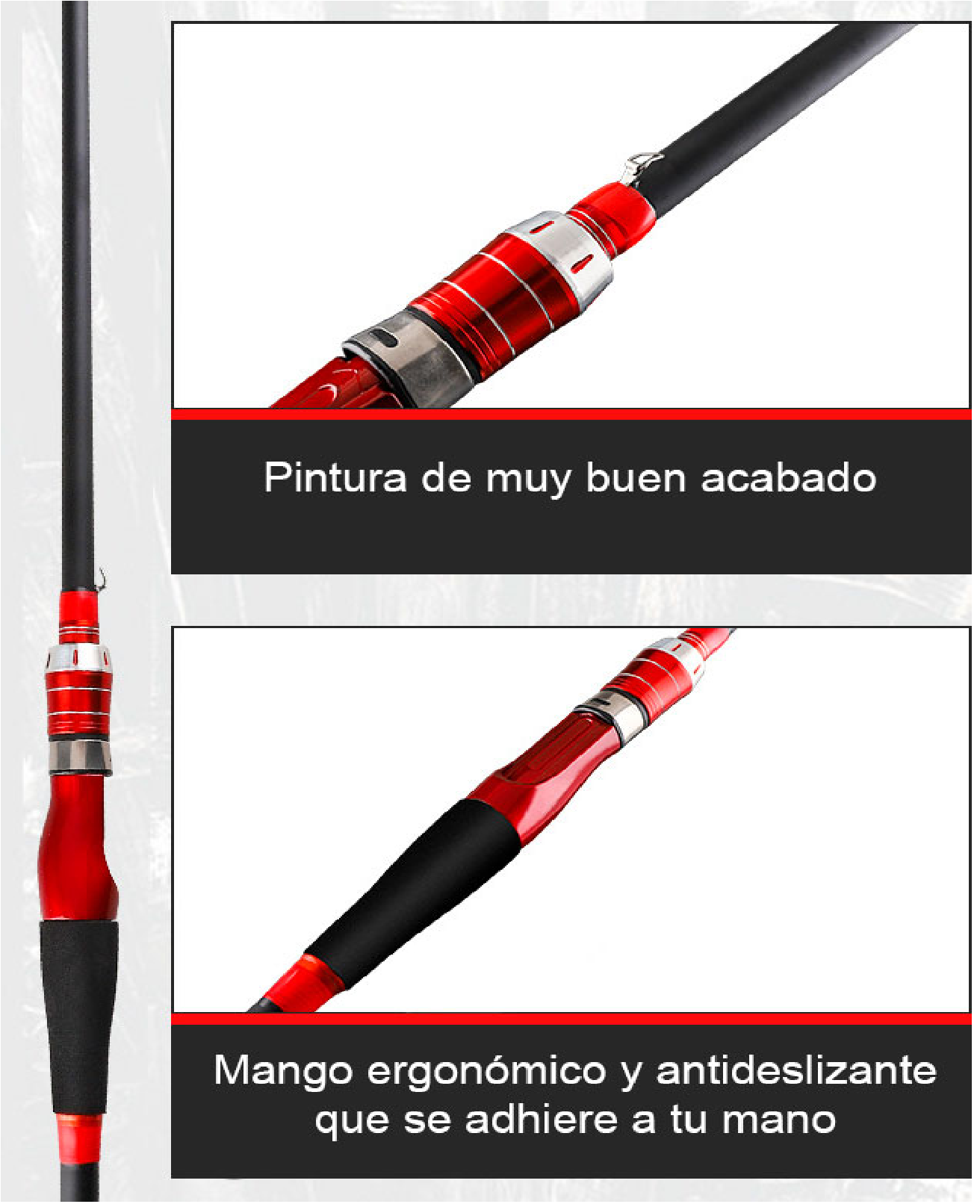 Caña pescar fibra vidrio roja 165 cm CÑS43