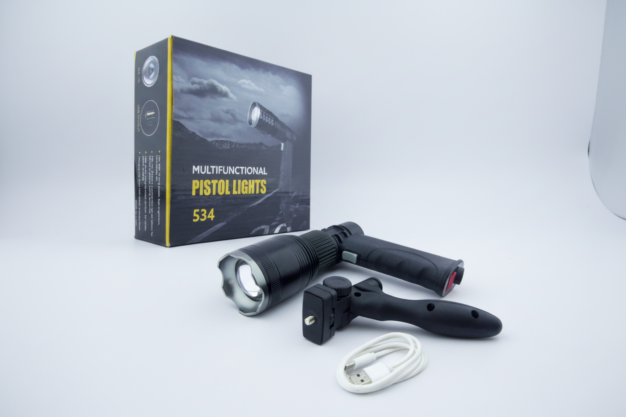 Linterna LED T-6 Modelo 534, Con Zoom, Recargable, Con Atril En Caja