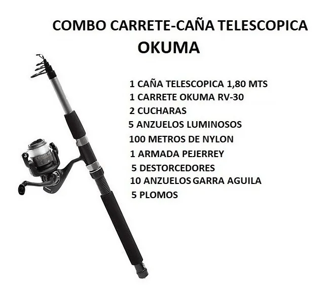 Caña Carrete Okuma Revenger RV-30 Telescopica + nylon CÑS1