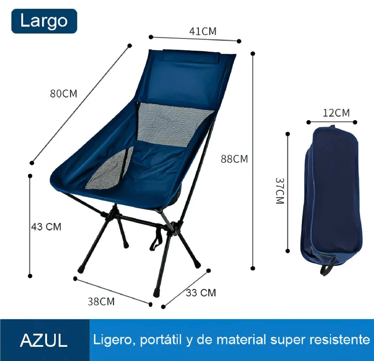 Silla Plegable Larga Campamento Aire Libre SA7