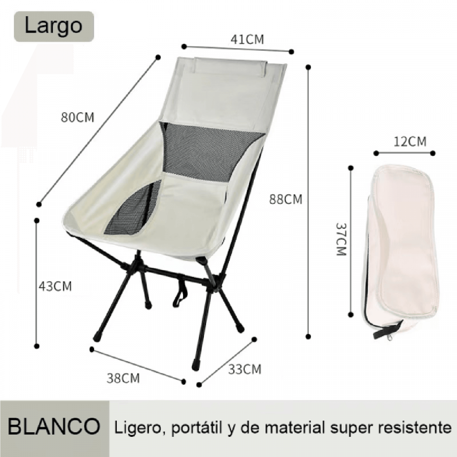 Silla Plegable Larga Campamento Aire Libre SA7