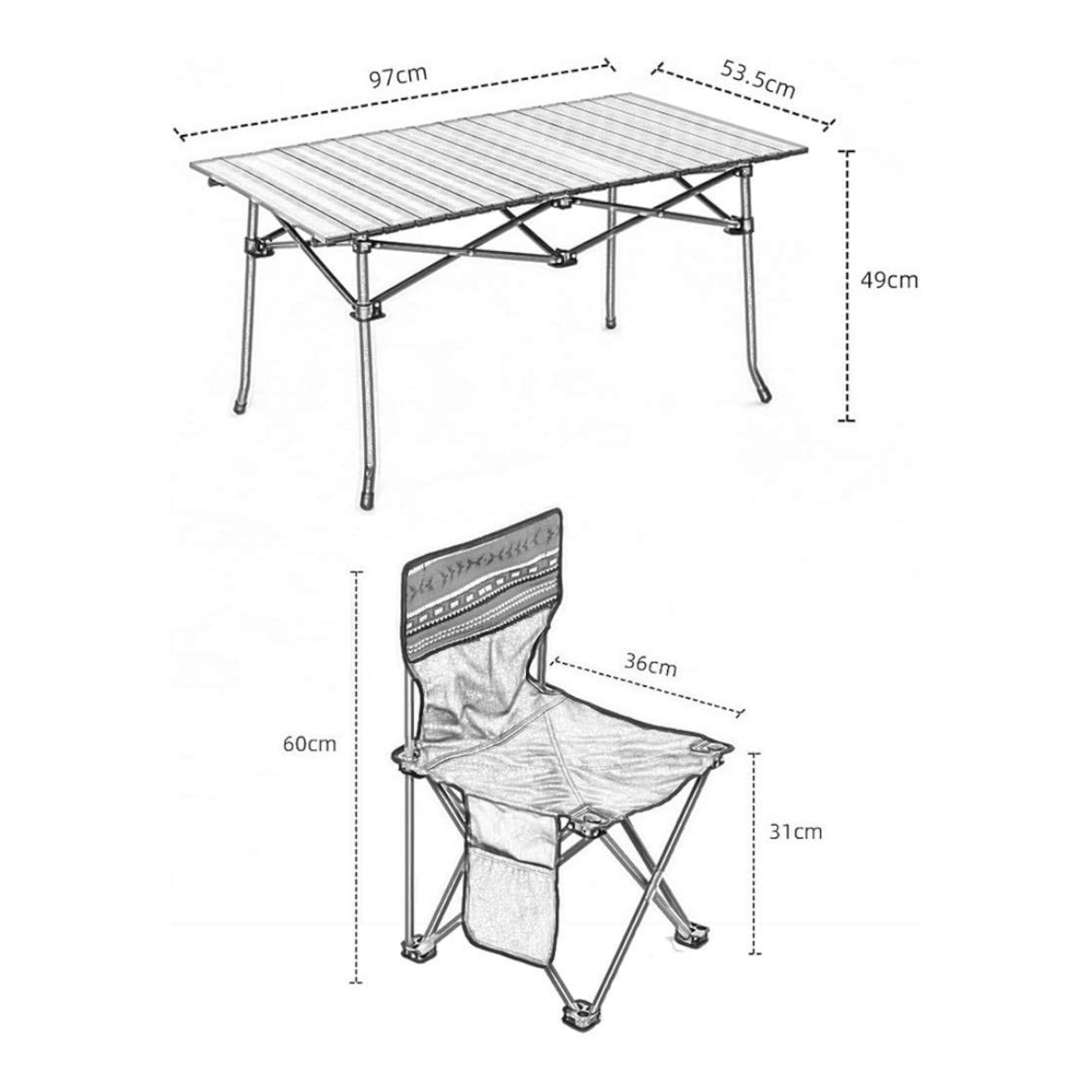 Juego mesa sillas camping portátiles SA11