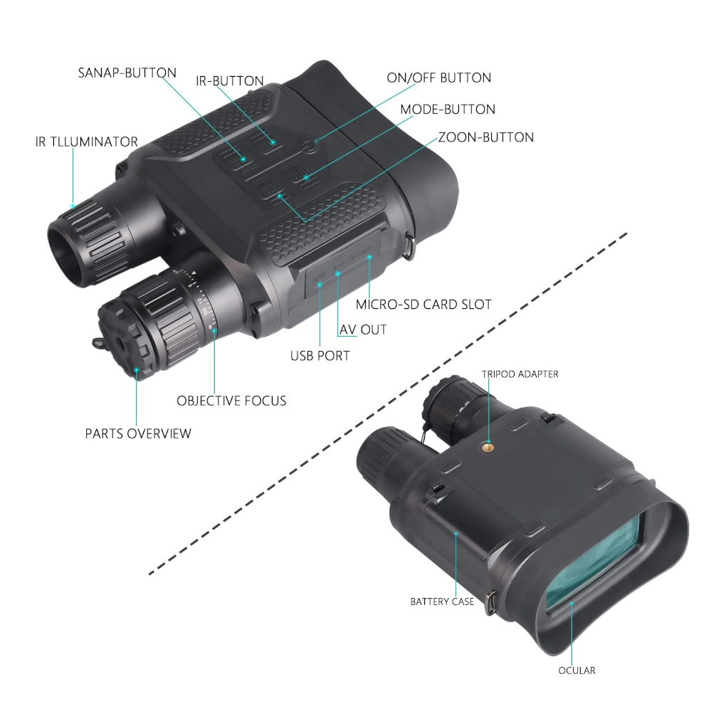 Binocular Visión Nocturna Zoom Hd 400m Video Camara BM18