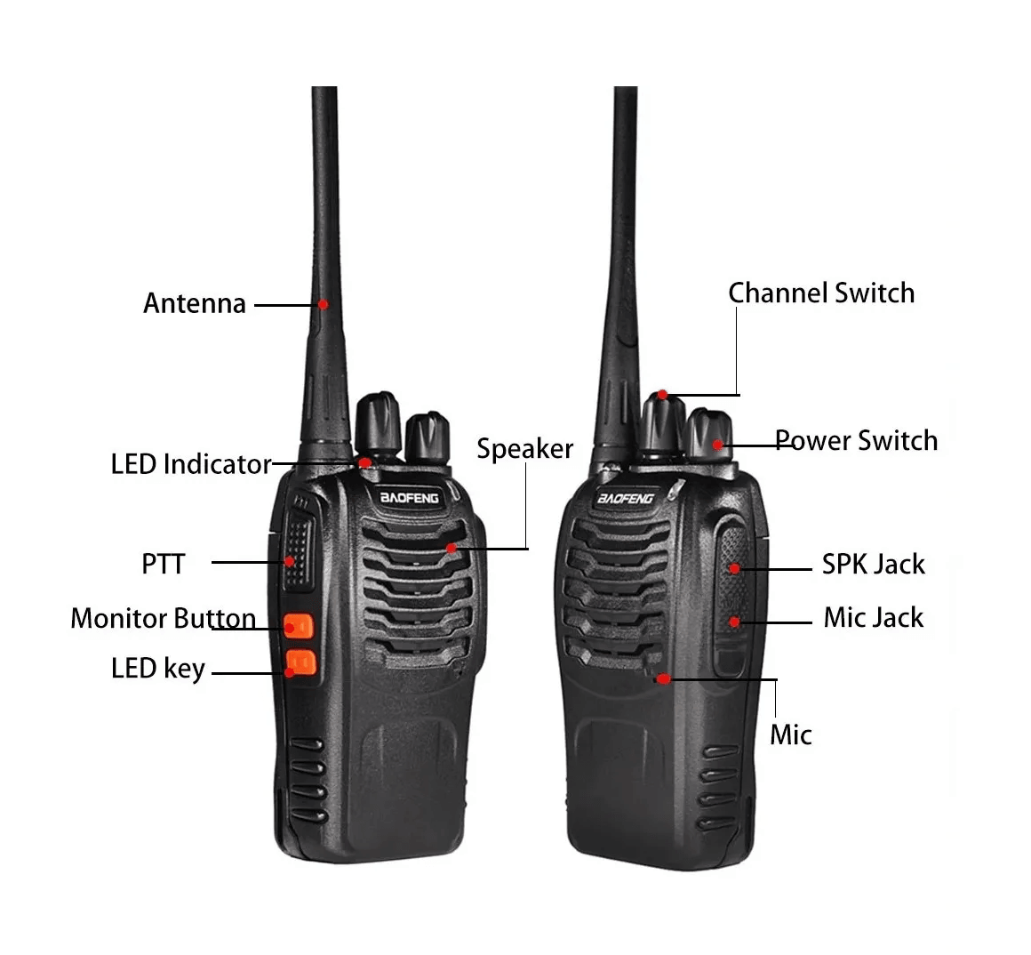 Pack 2 Radios Walkie-Talkie Baofeng 888S RWT2